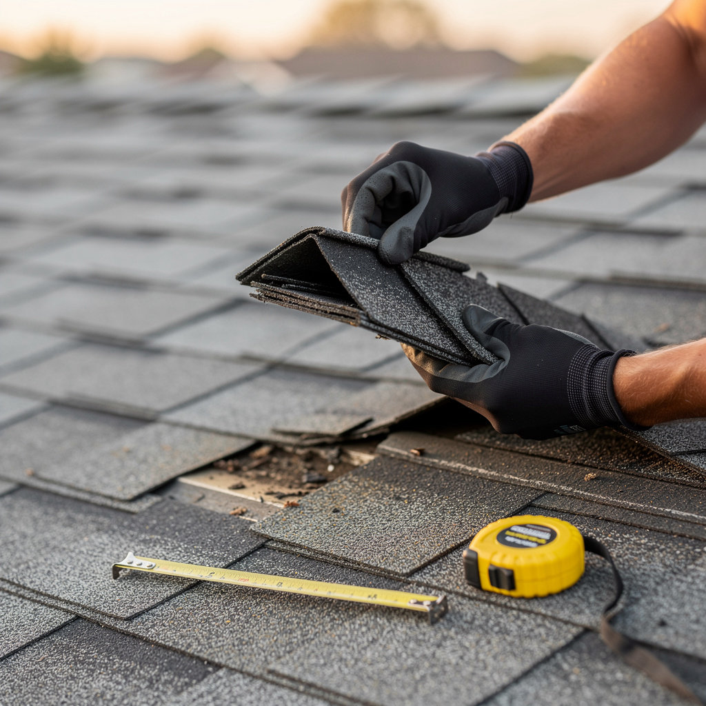 Denver Pro Roofing expert inspecting storm damage on a residential roof in Denver, CO